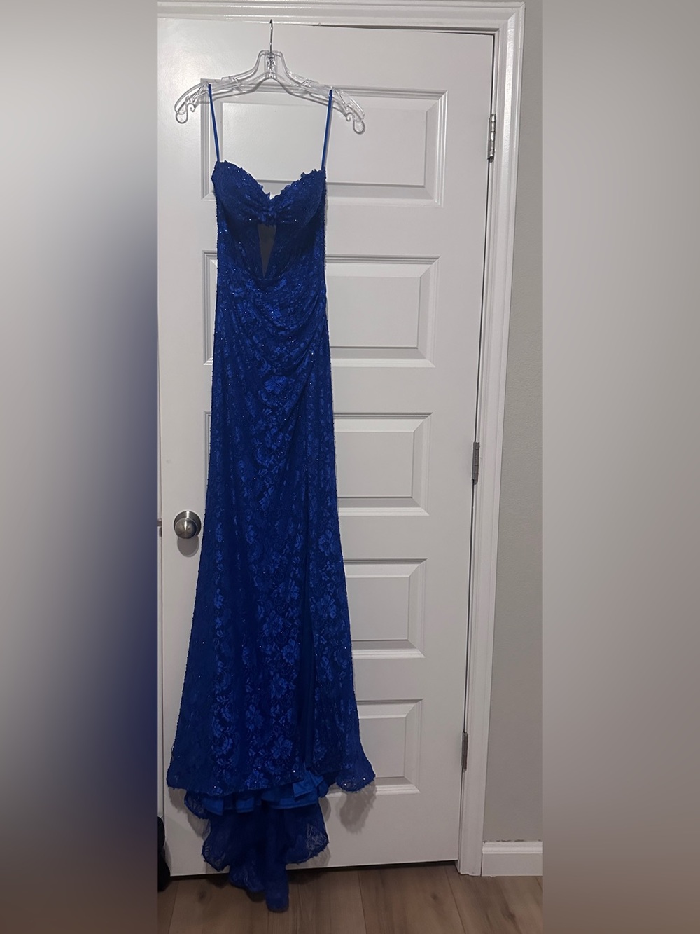 Royal Blue Sequin Lace Prom dress